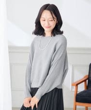 K3FLD37049 a.v.v Elmi(アー・ヴェ・ヴェ) 【低身長サイズ】バックパール ショート丈 ニット レッド