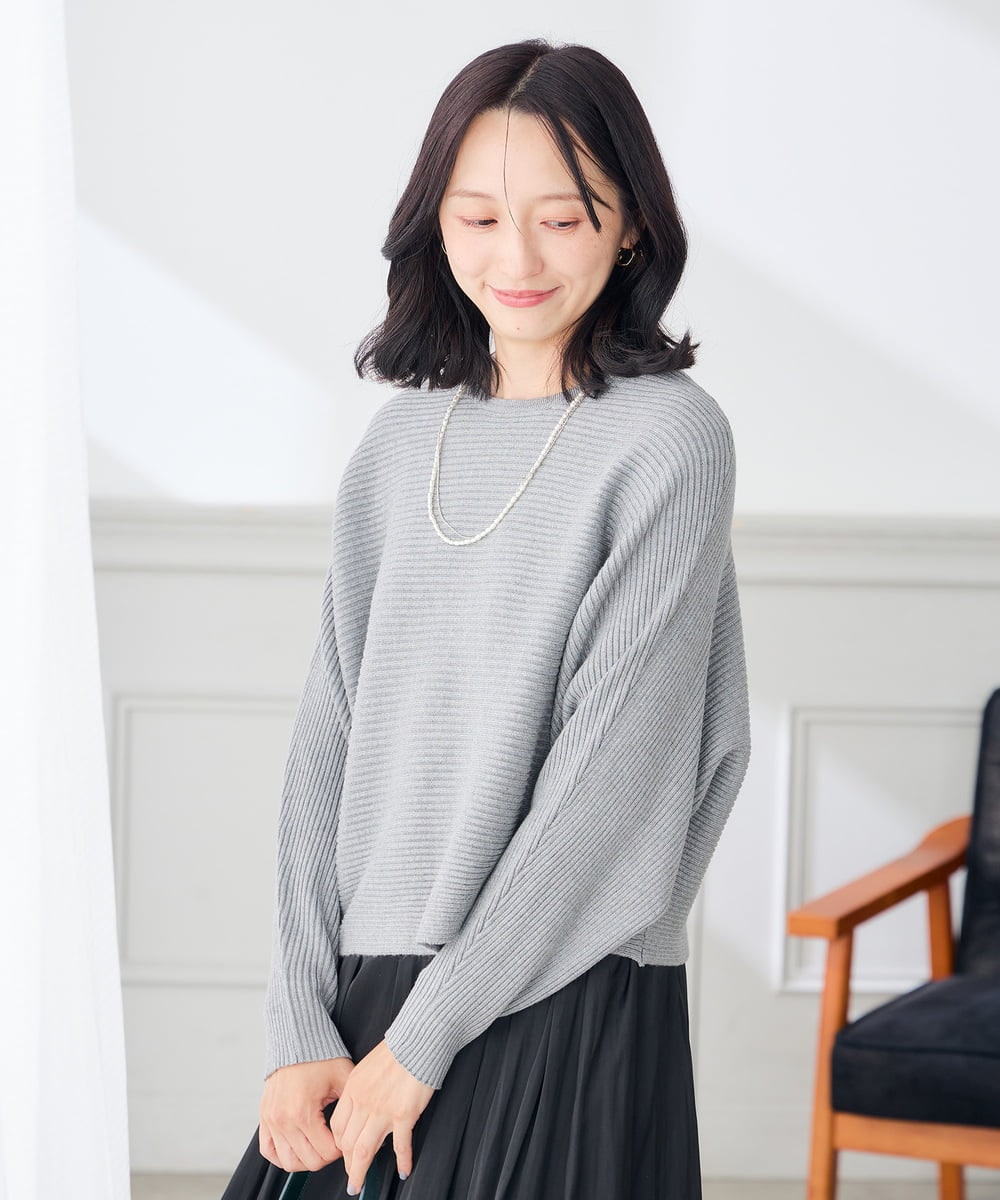 K3FLD37049 a.v.v Elmi(アー・ヴェ・ヴェ) 【低身長サイズ】バックパール ショート丈 ニット レッド