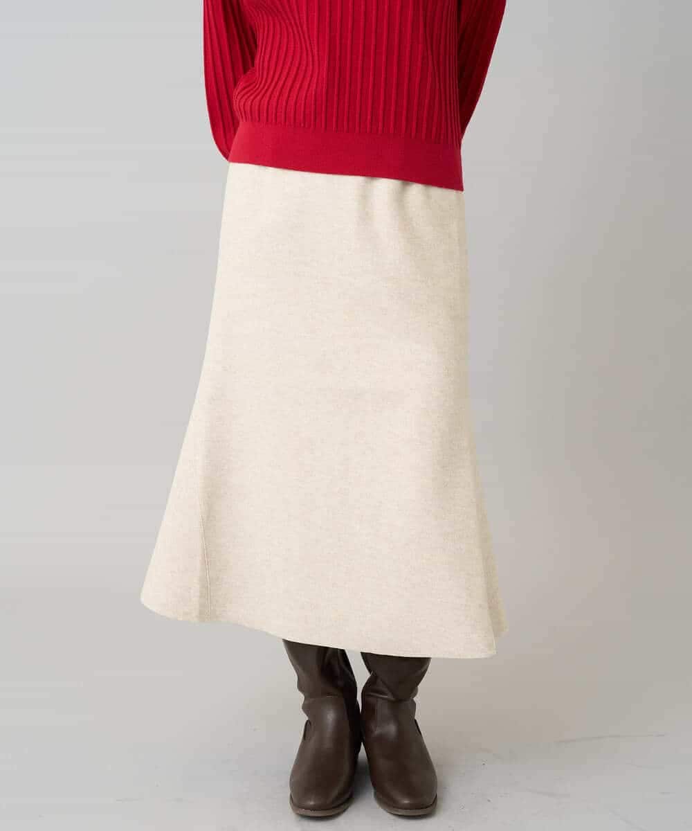 K3HBD15059 a.v.v Elmi(アー・ヴェ・ヴェ) 【低身長サイズ】ウールライクジャージマーメイドスカート【洗える/ストレッチ】 ライトグレー