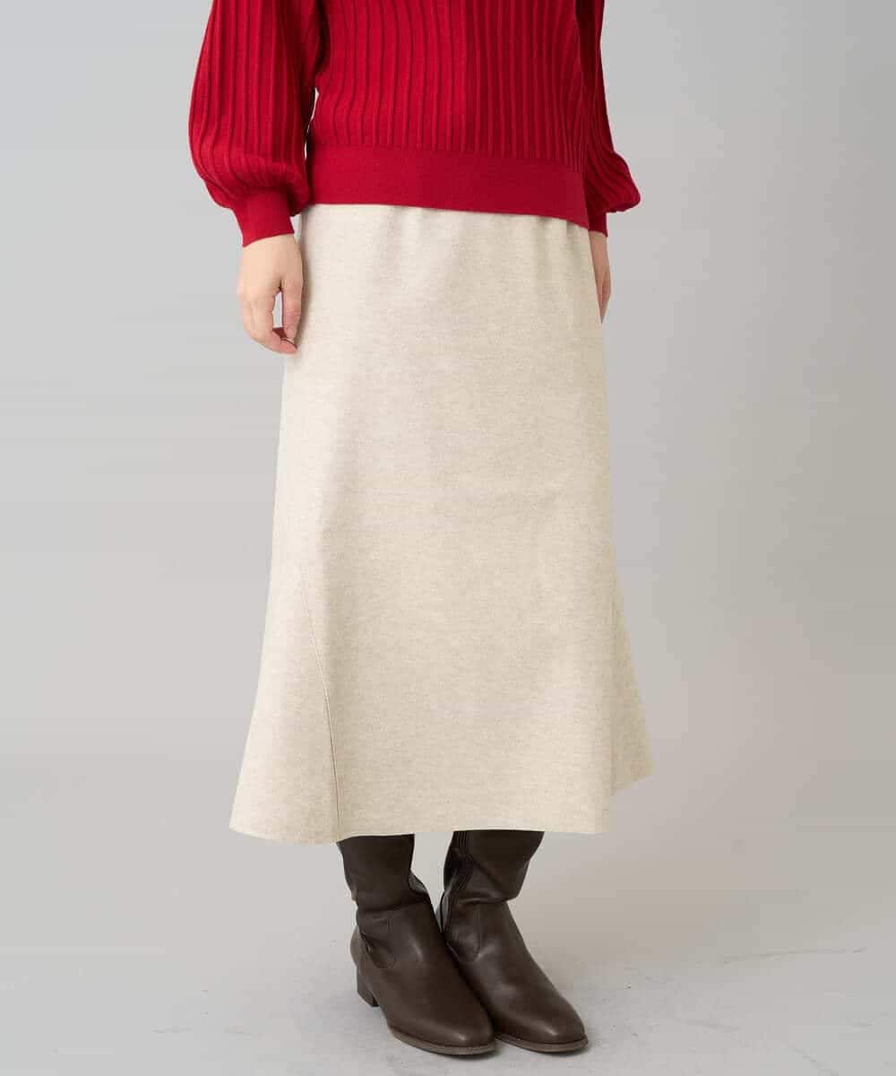 K3HBD15059 a.v.v Elmi(アー・ヴェ・ヴェ) 【低身長サイズ】ウールライクジャージマーメイドスカート【洗える/ストレッチ】 ライトグレー