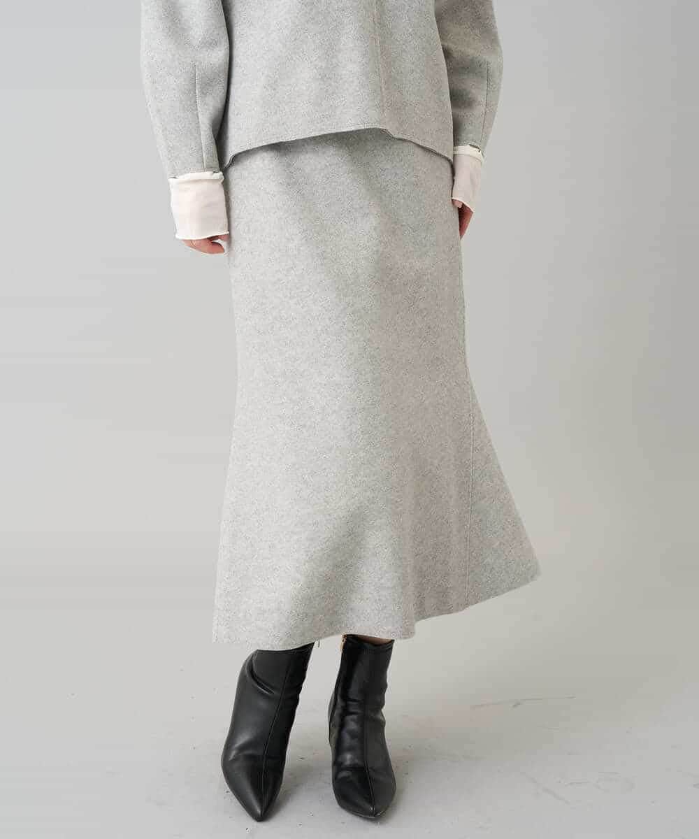 K3HBD15059 a.v.v Elmi(アー・ヴェ・ヴェ) 【低身長サイズ】ウールライクジャージマーメイドスカート【洗える/ストレッチ】 ライトグレー
