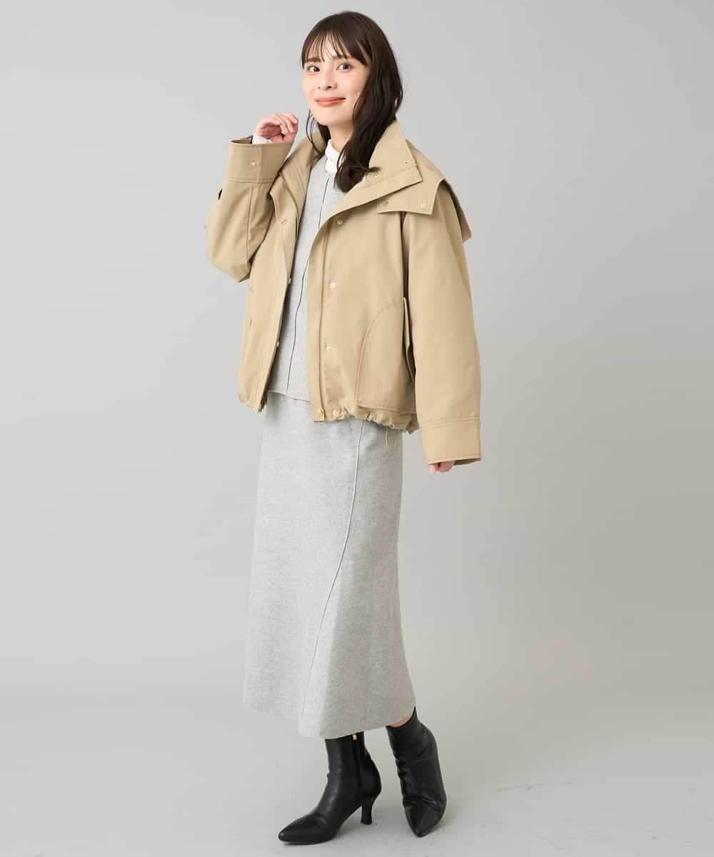 K3HBD15059 a.v.v Elmi(アー・ヴェ・ヴェ) 【低身長サイズ】ウールライクジャージマーメイドスカート【洗える/ストレッチ】 ライトグレー