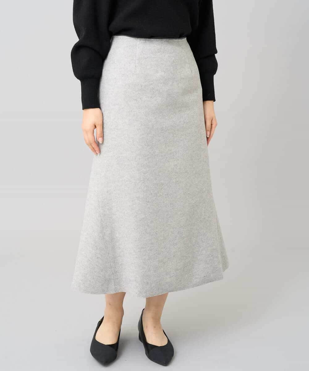 K3HBD15059 a.v.v Elmi(アー・ヴェ・ヴェ) 【低身長サイズ】ウールライクジャージマーメイドスカート【洗える/ストレッチ】 ライトグレー