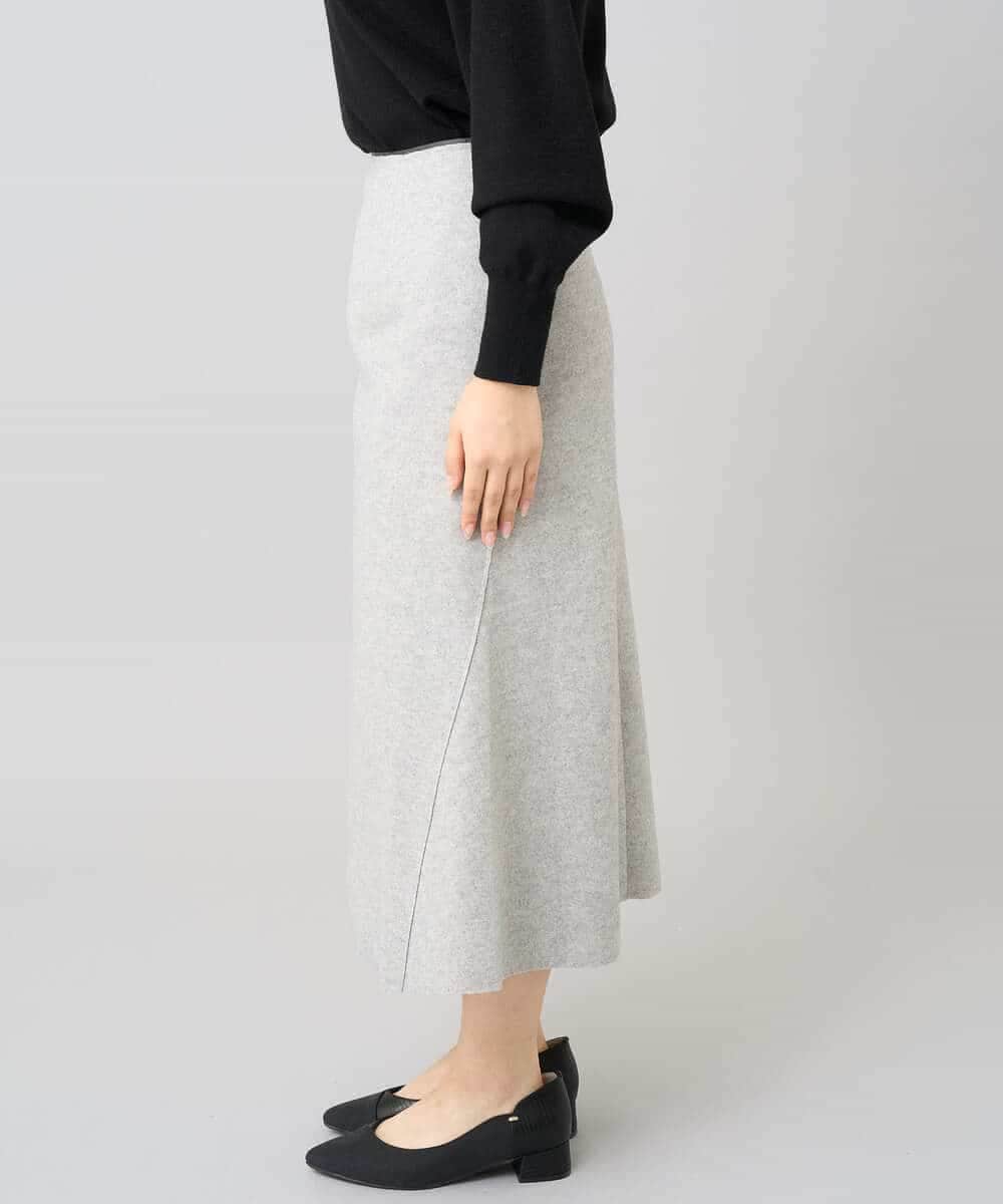 K3HBD15059 a.v.v Elmi(アー・ヴェ・ヴェ) 【低身長サイズ】ウールライクジャージマーメイドスカート【洗える/ストレッチ】 ライトグレー