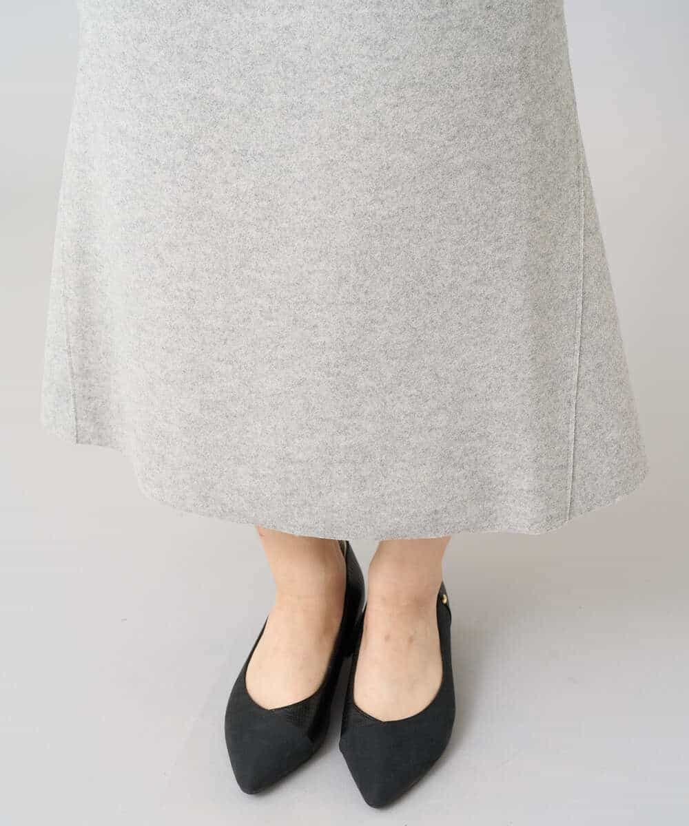 K3HBD15059 a.v.v Elmi(アー・ヴェ・ヴェ) 【低身長サイズ】ウールライクジャージマーメイドスカート【洗える/ストレッチ】 ライトグレー