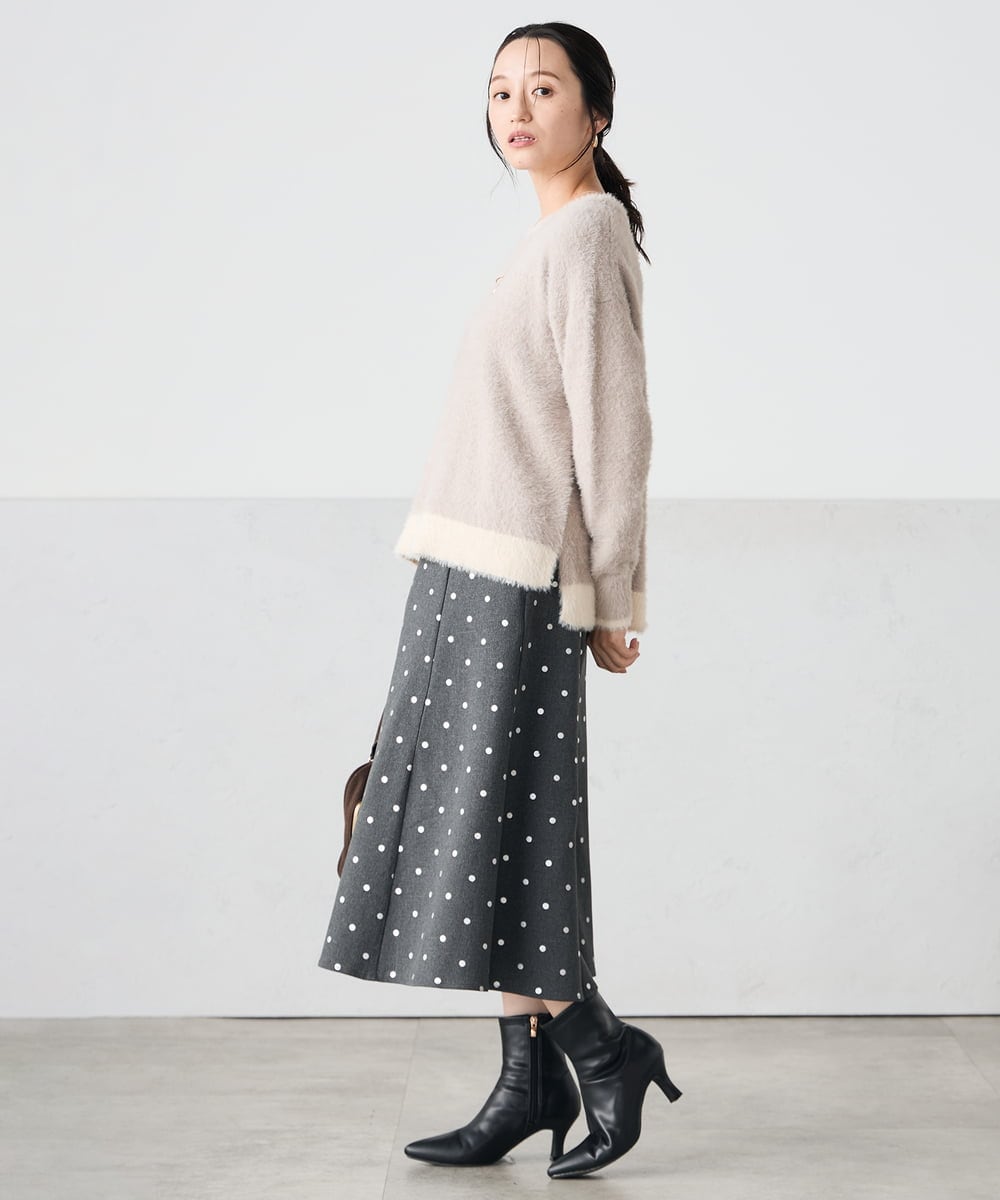 K3HBD16059 a.v.v Elmi(アー・ヴェ・ヴェ) 【低身長サイズ】箔ドットフレアスカート ダークグレー