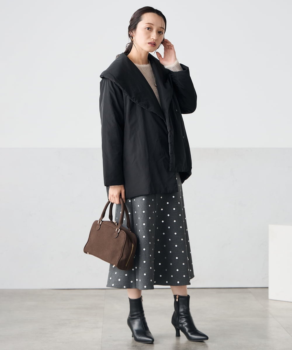 K3HBD16059 a.v.v Elmi(アー・ヴェ・ヴェ) 【低身長サイズ】箔ドットフレアスカート ダークグレー