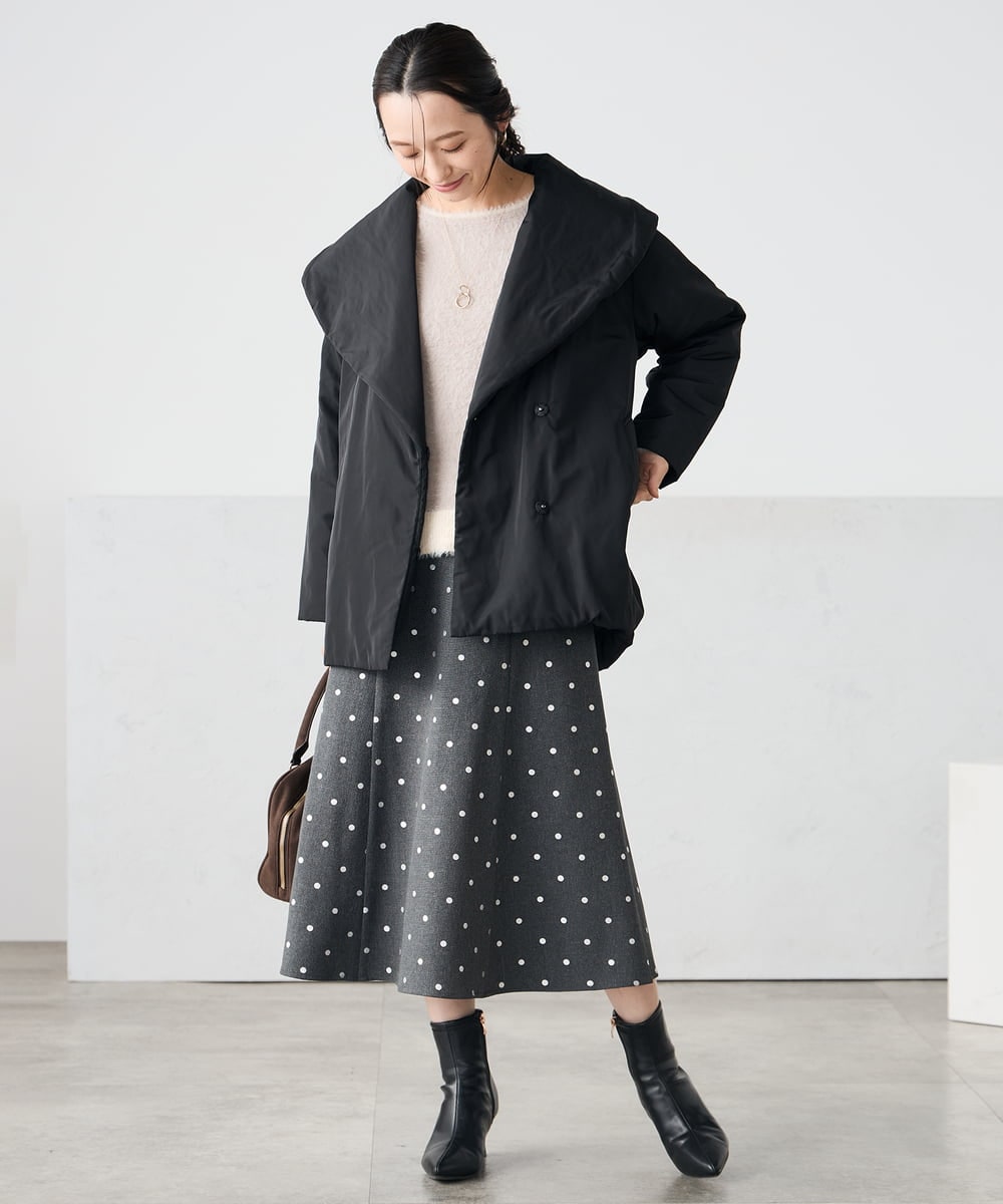 K3HBD16059 a.v.v Elmi(アー・ヴェ・ヴェ) 【低身長サイズ】箔ドットフレアスカート ダークグレー