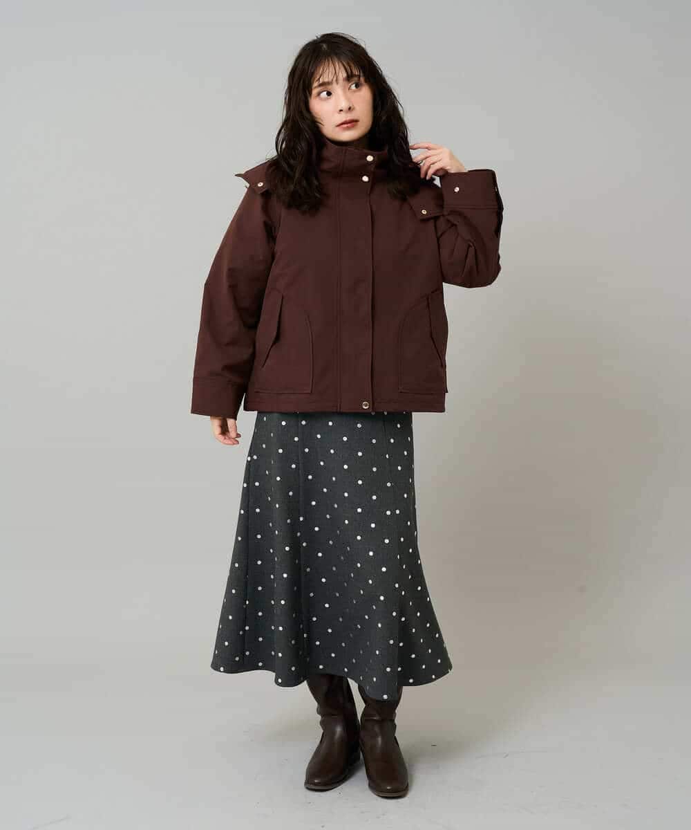 K3HBD16059 a.v.v Elmi(アー・ヴェ・ヴェ) 【低身長サイズ】箔ドットフレアスカート ダークグレー