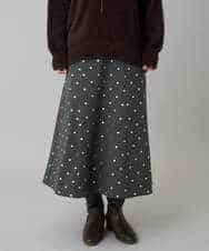 K3HBD16059 a.v.v Elmi(アー・ヴェ・ヴェ) 【低身長サイズ】箔ドットフレアスカート ダークグレー