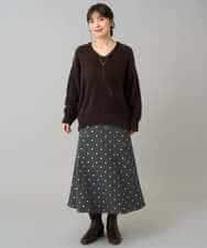 K3HBD16059 a.v.v Elmi(アー・ヴェ・ヴェ) 【低身長サイズ】箔ドットフレアスカート ダークグレー