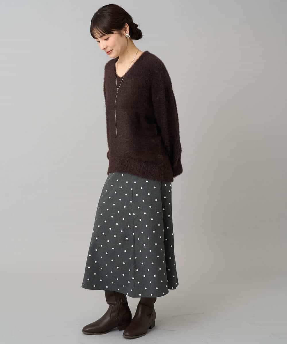 K3HBD16059 a.v.v Elmi(アー・ヴェ・ヴェ) 【低身長サイズ】箔ドットフレアスカート ダークグレー
