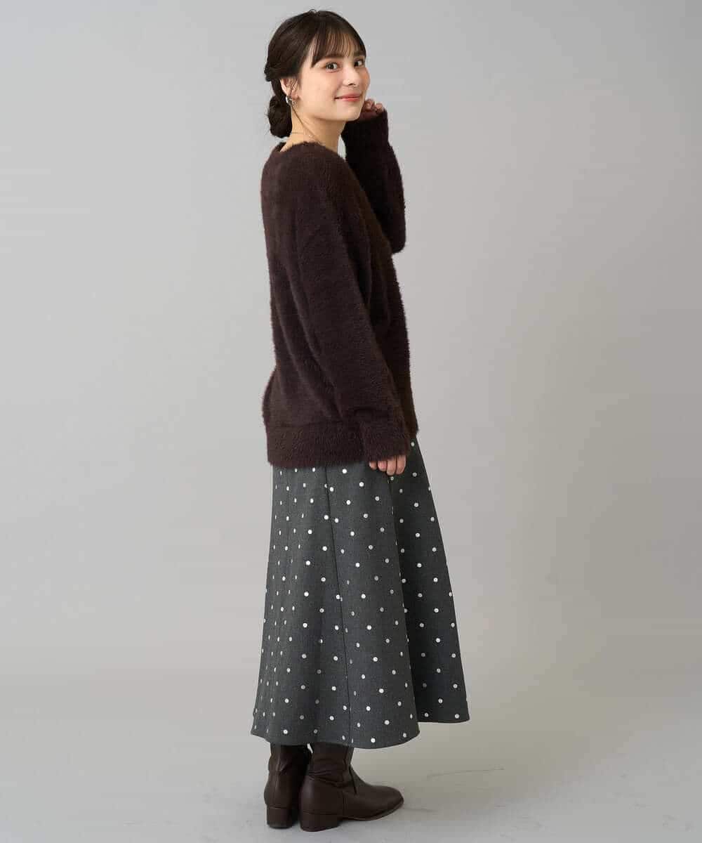 K3HBD16059 a.v.v Elmi(アー・ヴェ・ヴェ) 【低身長サイズ】箔ドットフレアスカート ダークグレー