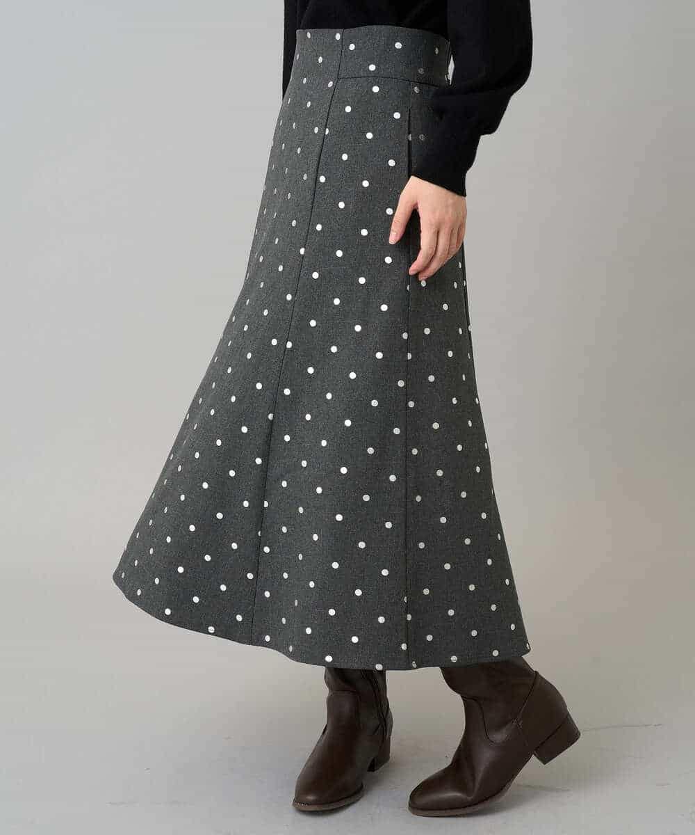 K3HBD16059 a.v.v Elmi(アー・ヴェ・ヴェ) 【低身長サイズ】箔ドットフレアスカート ダークグレー