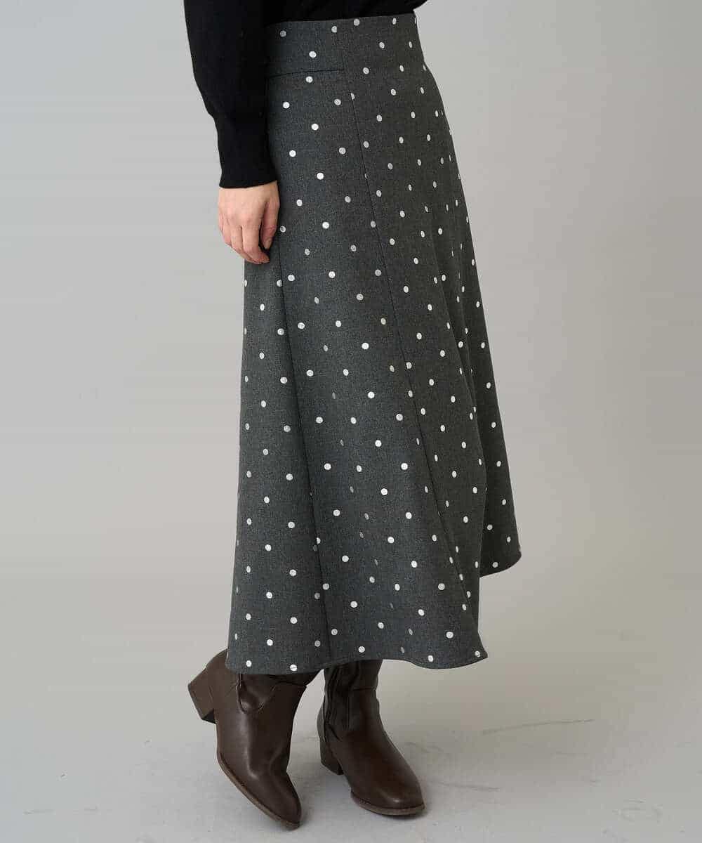 K3HBD16059 a.v.v Elmi(アー・ヴェ・ヴェ) 【低身長サイズ】箔ドットフレアスカート ダークグレー