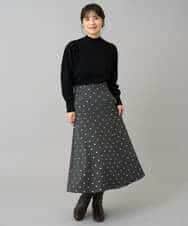 K3HBD16059 a.v.v Elmi(アー・ヴェ・ヴェ) 【低身長サイズ】箔ドットフレアスカート ダークグレー
