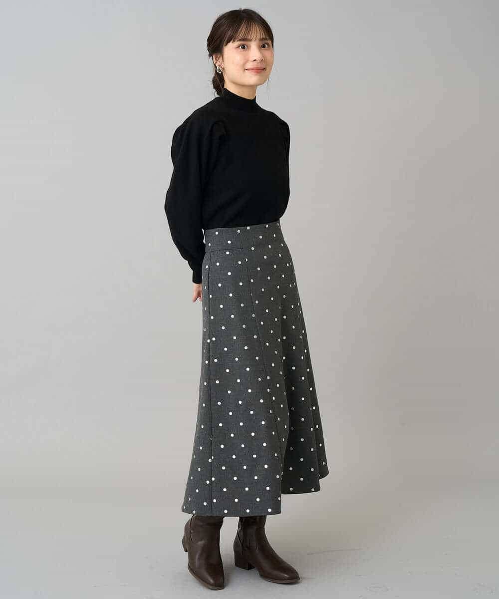 K3HBD16059 a.v.v Elmi(アー・ヴェ・ヴェ) 【低身長サイズ】箔ドットフレアスカート ダークグレー