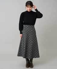 K3HBD16059 a.v.v Elmi(アー・ヴェ・ヴェ) 【低身長サイズ】箔ドットフレアスカート ダークグレー