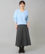 K3HBD16059 a.v.v Elmi(アー・ヴェ・ヴェ) 【低身長サイズ】箔ドットフレアスカート ダークグレー