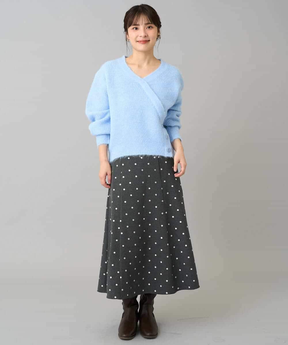K3HBD16059 a.v.v Elmi(アー・ヴェ・ヴェ) 【低身長サイズ】箔ドットフレアスカート ダークグレー