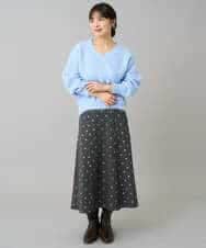 K3HBD16059 a.v.v Elmi(アー・ヴェ・ヴェ) 【低身長サイズ】箔ドットフレアスカート ダークグレー