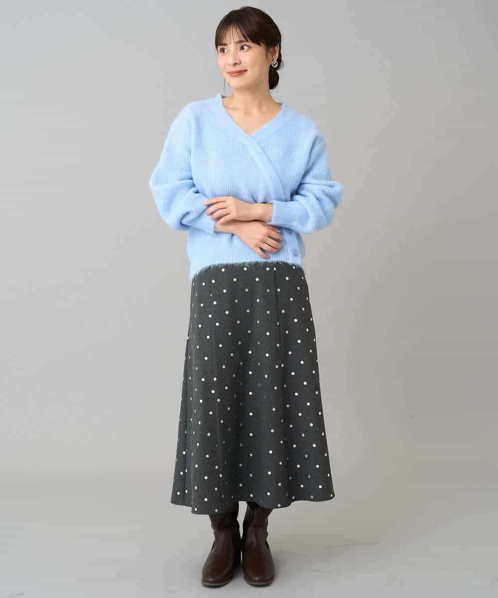 K3HBD16059 a.v.v Elmi(アー・ヴェ・ヴェ) 【低身長サイズ】箔ドットフレアスカート ダークグレー