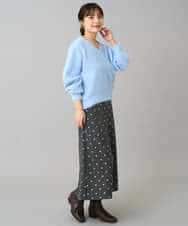 K3HBD16059 a.v.v Elmi(アー・ヴェ・ヴェ) 【低身長サイズ】箔ドットフレアスカート ダークグレー