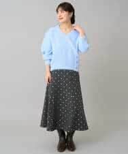 K3HBD16059 a.v.v Elmi(アー・ヴェ・ヴェ) 【低身長サイズ】箔ドットフレアスカート ダークグレー