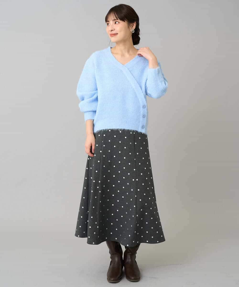 K3HBD16059 a.v.v Elmi(アー・ヴェ・ヴェ) 【低身長サイズ】箔ドットフレアスカート ダークグレー