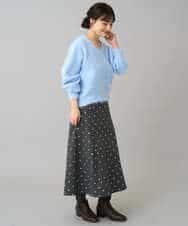 K3HBD16059 a.v.v Elmi(アー・ヴェ・ヴェ) 【低身長サイズ】箔ドットフレアスカート ダークグレー