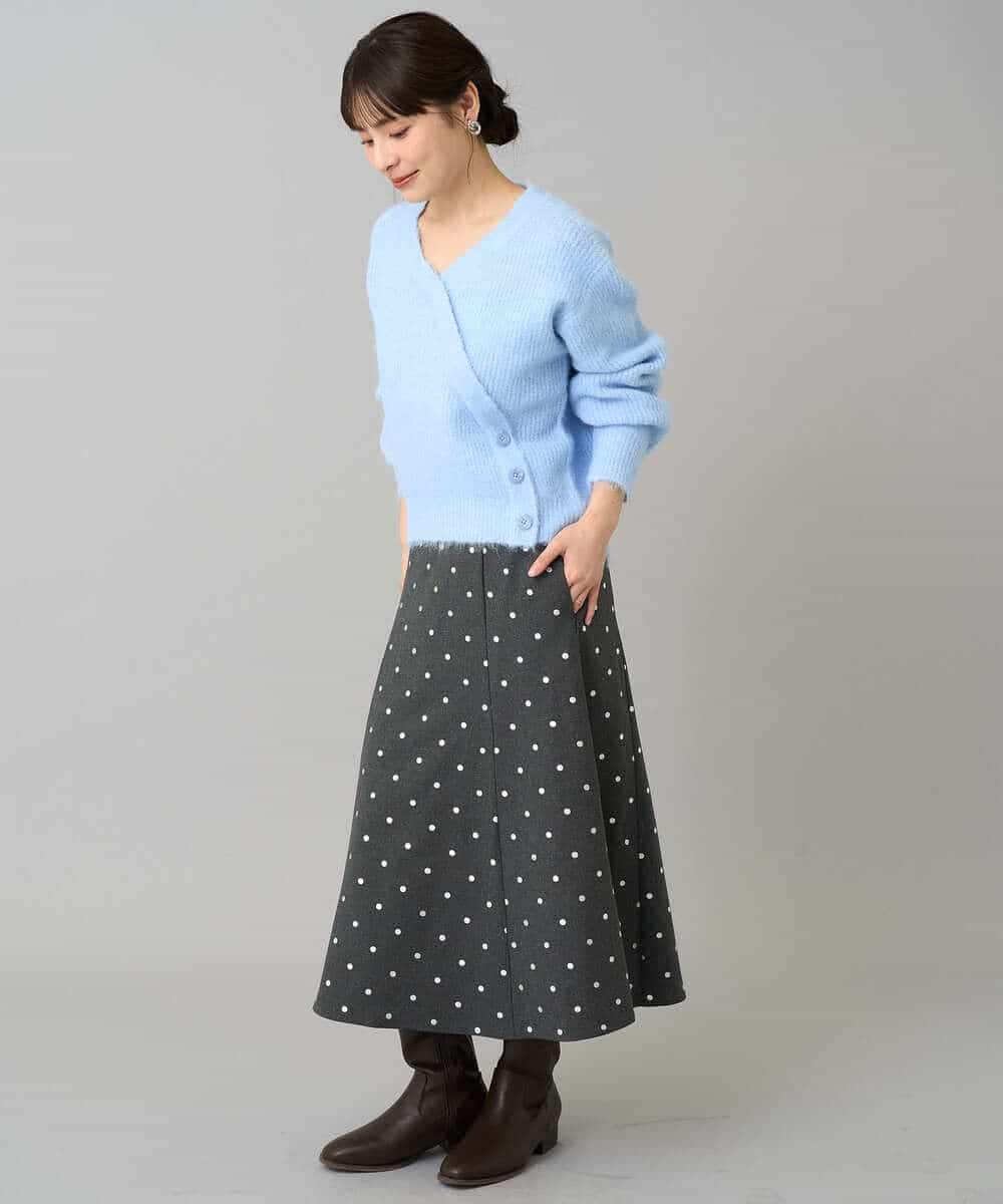 K3HBD16059 a.v.v Elmi(アー・ヴェ・ヴェ) 【低身長サイズ】箔ドットフレアスカート ダークグレー