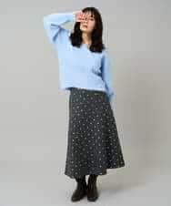 K3HBD16059 a.v.v Elmi(アー・ヴェ・ヴェ) 【低身長サイズ】箔ドットフレアスカート ダークグレー