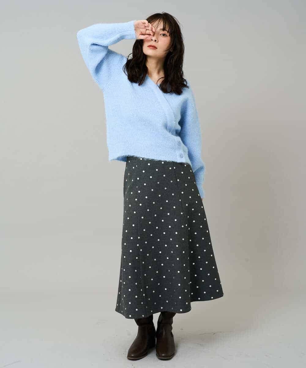 K3HBD16059 a.v.v Elmi(アー・ヴェ・ヴェ) 【低身長サイズ】箔ドットフレアスカート ダークグレー