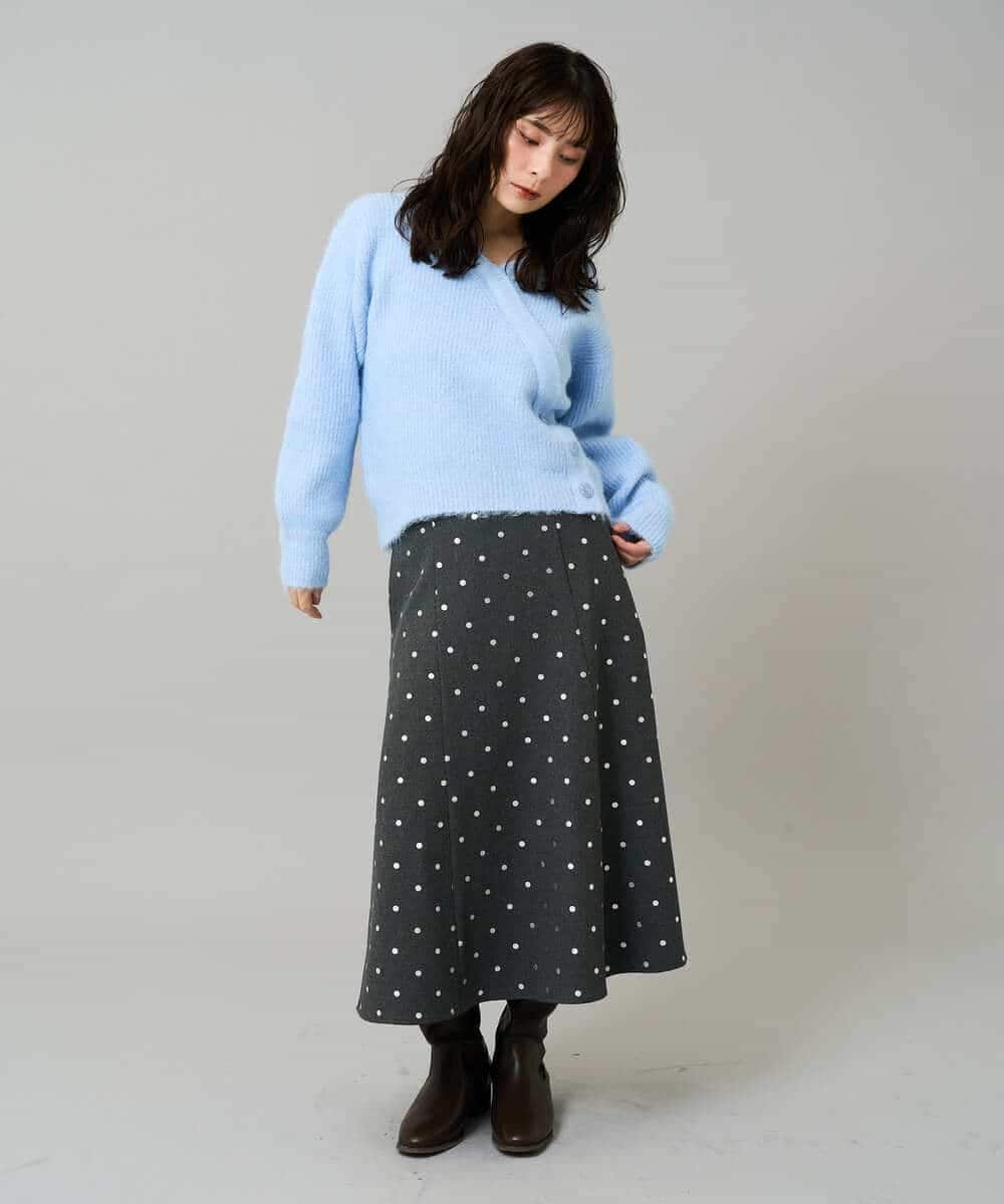 K3HBD16059 a.v.v Elmi(アー・ヴェ・ヴェ) 【低身長サイズ】箔ドットフレアスカート ダークグレー