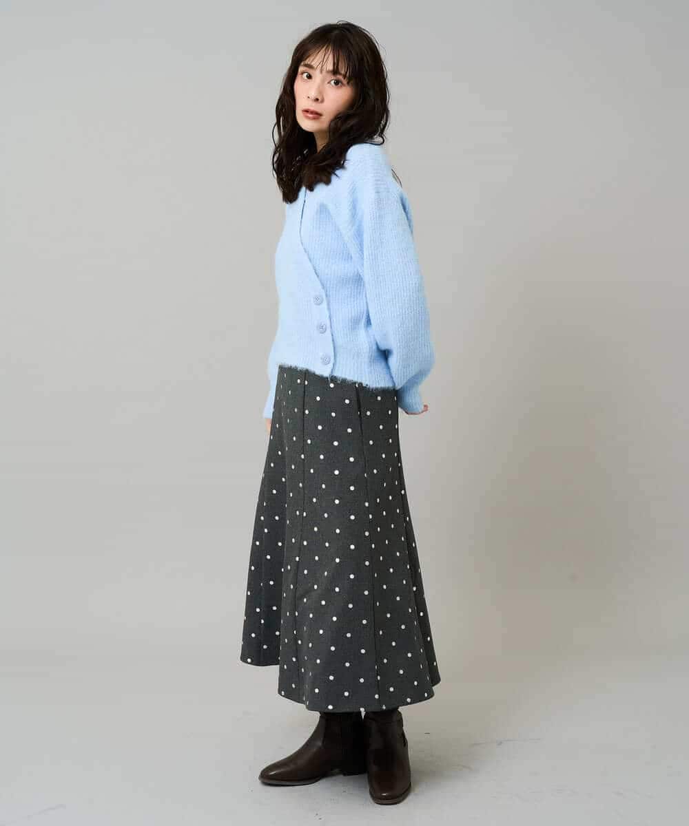 K3HBD16059 a.v.v Elmi(アー・ヴェ・ヴェ) 【低身長サイズ】箔ドットフレアスカート ダークグレー