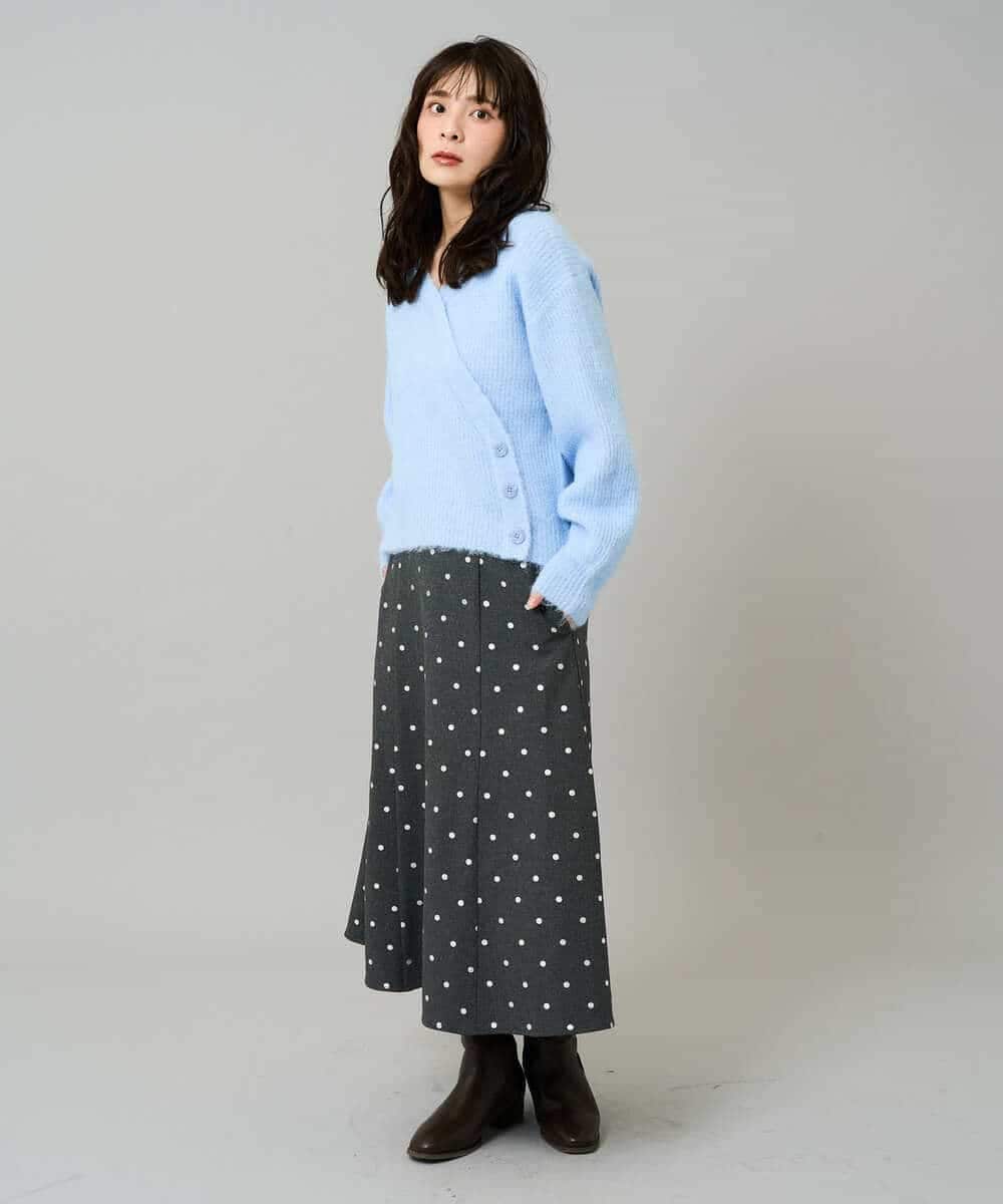 K3HBD16059 a.v.v Elmi(アー・ヴェ・ヴェ) 【低身長サイズ】箔ドットフレアスカート ダークグレー