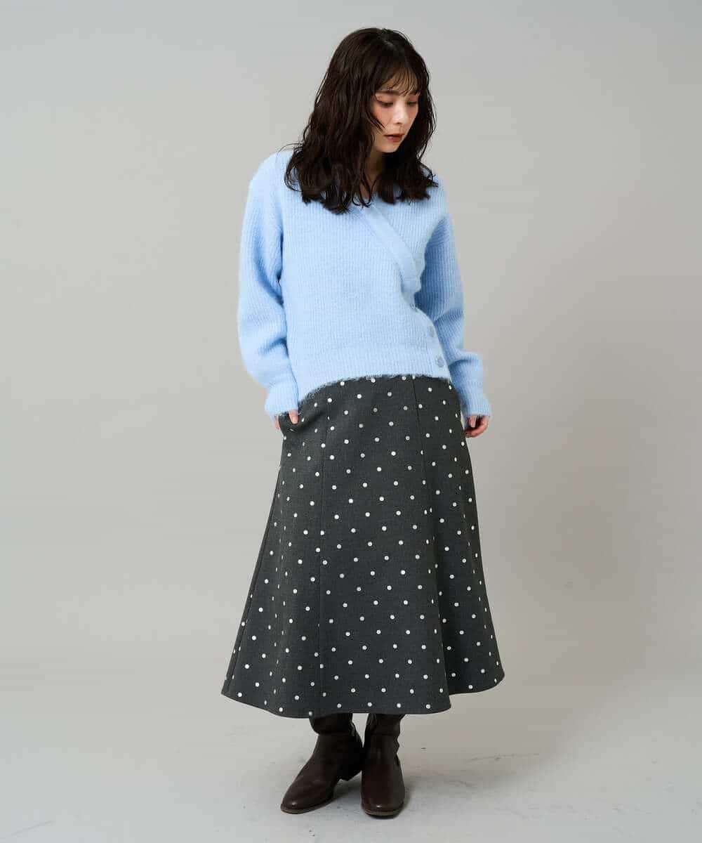 K3HBD16059 a.v.v Elmi(アー・ヴェ・ヴェ) 【低身長サイズ】箔ドットフレアスカート ダークグレー