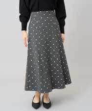 K3HBD16059 a.v.v Elmi(アー・ヴェ・ヴェ) 【低身長サイズ】箔ドットフレアスカート ダークグレー