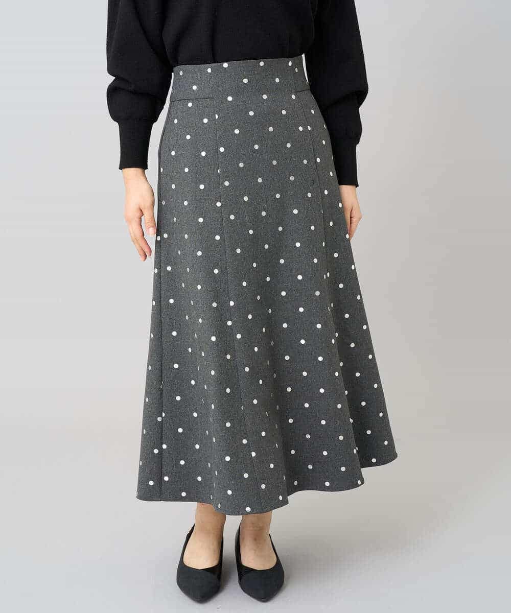 K3HBD16059 a.v.v Elmi(アー・ヴェ・ヴェ) 【低身長サイズ】箔ドットフレアスカート ダークグレー