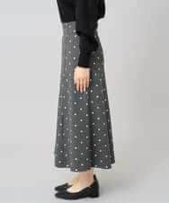 K3HBD16059 a.v.v Elmi(アー・ヴェ・ヴェ) 【低身長サイズ】箔ドットフレアスカート ダークグレー