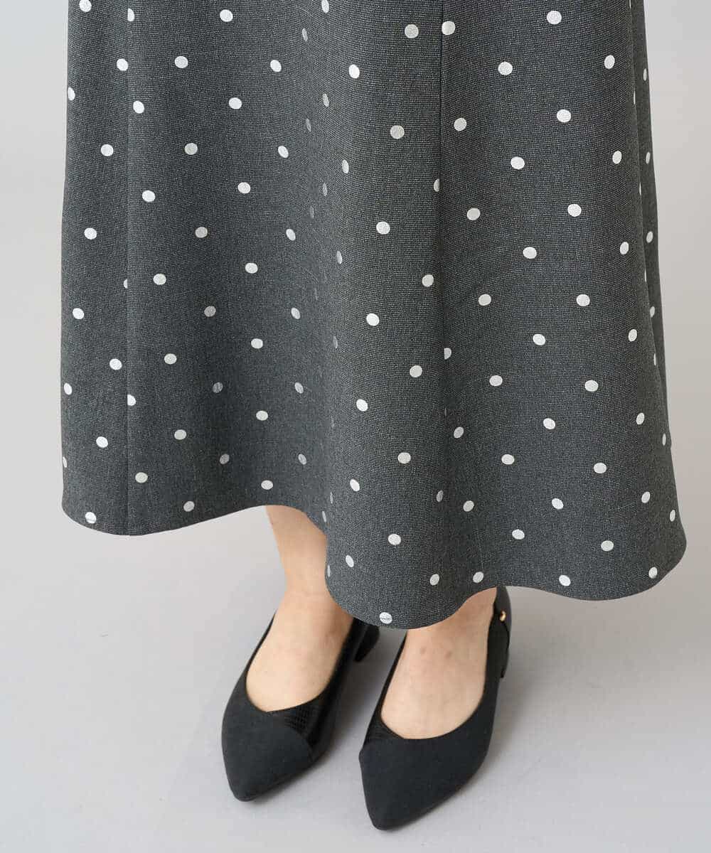 K3HBD16059 a.v.v Elmi(アー・ヴェ・ヴェ) 【低身長サイズ】箔ドットフレアスカート ダークグレー