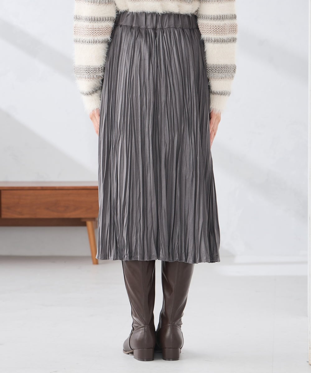 K3HBD17059 a.v.v Elmi(アー・ヴェ・ヴェ) 【低身長サイズ】フェイクスエードランダムプリーツスカート【洗える】 ライトピンク