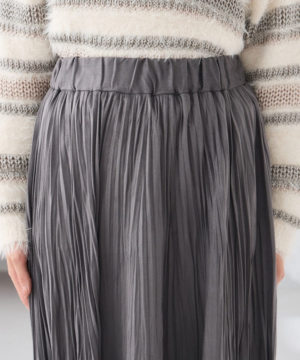 K3HBD17059 a.v.v Elmi(アー・ヴェ・ヴェ) 【低身長サイズ】フェイクスエードランダムプリーツスカート【洗える】 ライトピンク