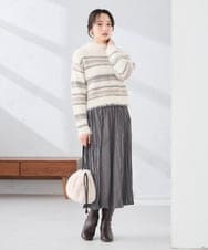 K3HBD17059 a.v.v Elmi(アー・ヴェ・ヴェ) 【低身長サイズ】フェイクスエードランダムプリーツスカート【洗える】 ライトピンク