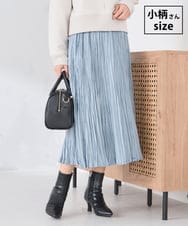 K3HBD17059 a.v.v Elmi(アー・ヴェ・ヴェ) 【低身長サイズ】フェイクスエードランダムプリーツスカート【洗える】 ブルー