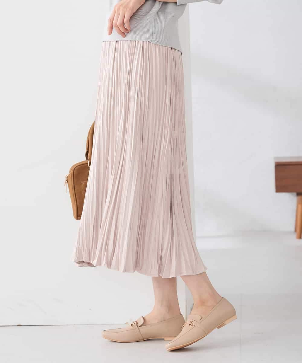 K3HBD17059 a.v.v Elmi(アー・ヴェ・ヴェ) 【低身長サイズ】フェイクスエードランダムプリーツスカート【洗える】 ライトピンク