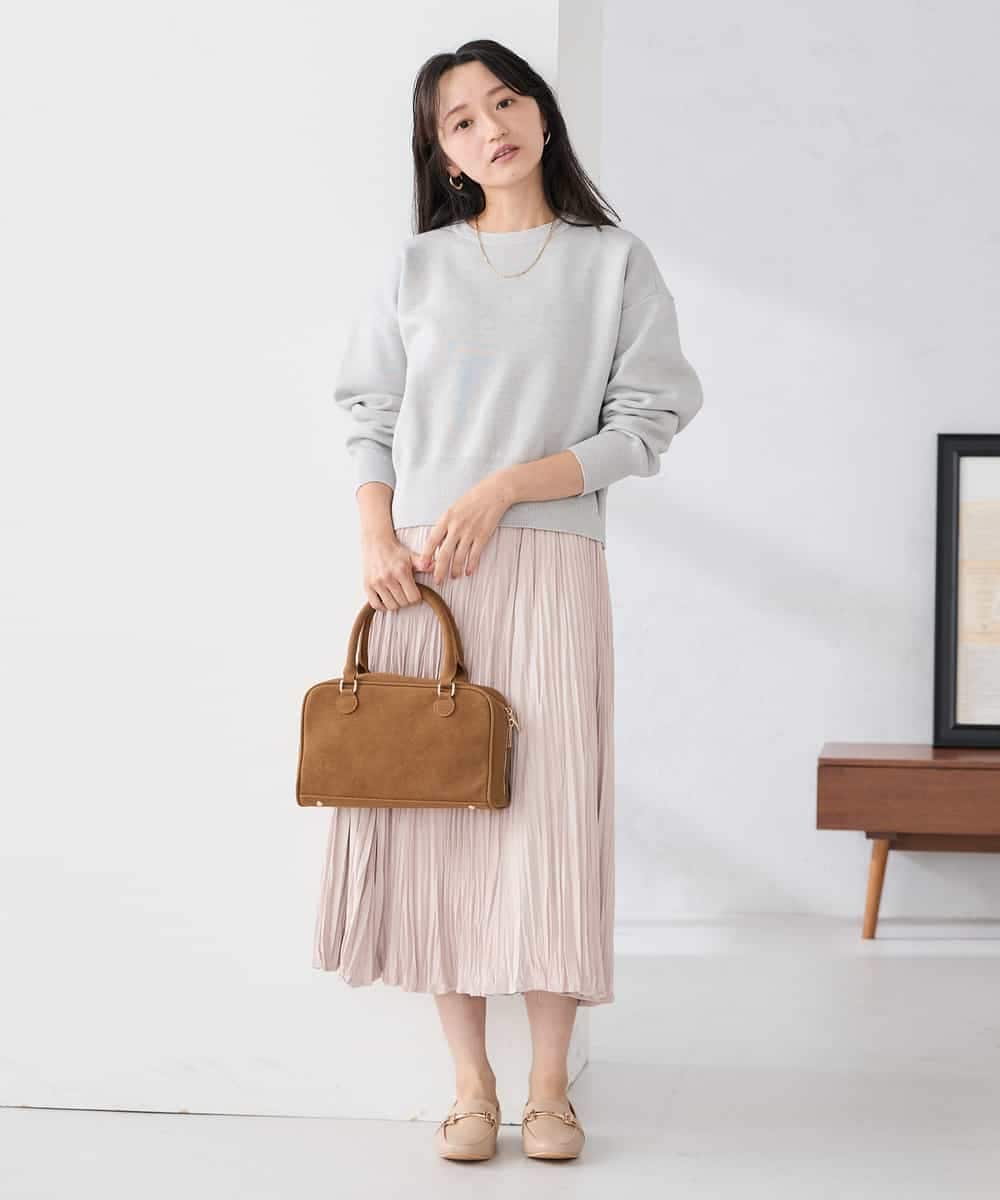 K3HBD17059 a.v.v Elmi(アー・ヴェ・ヴェ) 【低身長サイズ】フェイクスエードランダムプリーツスカート【洗える】 ライトピンク