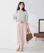 K3HBD17059 a.v.v Elmi(アー・ヴェ・ヴェ) 【低身長サイズ】フェイクスエードランダムプリーツスカート【洗える】 ライトピンク