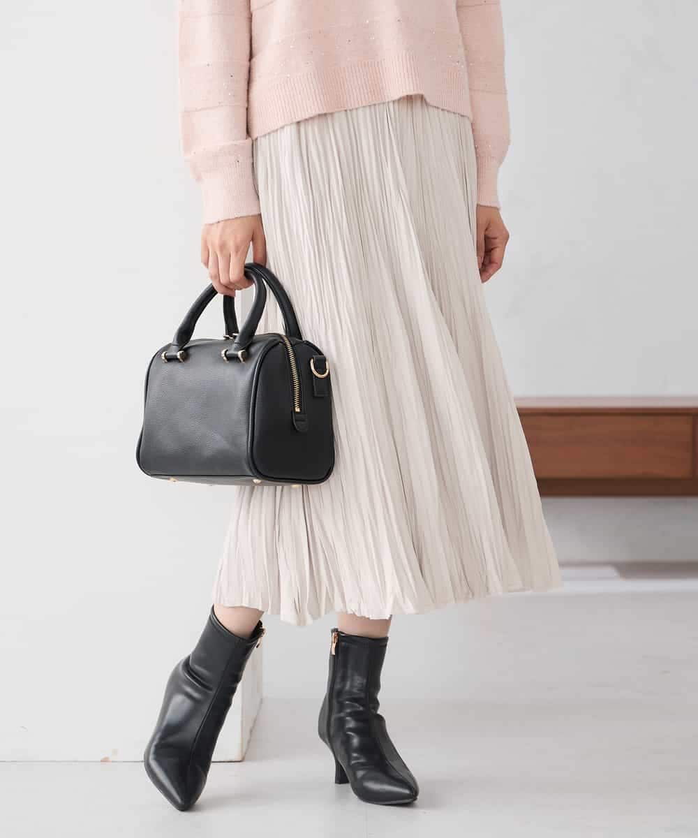 K3HBD17059 a.v.v Elmi(アー・ヴェ・ヴェ) 【低身長サイズ】フェイクスエードランダムプリーツスカート【洗える】 ライトピンク