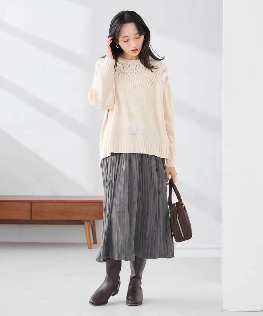 K3HBD17059 a.v.v Elmi(アー・ヴェ・ヴェ) 【低身長サイズ】フェイクスエードランダムプリーツスカート【洗える】 ライトピンク